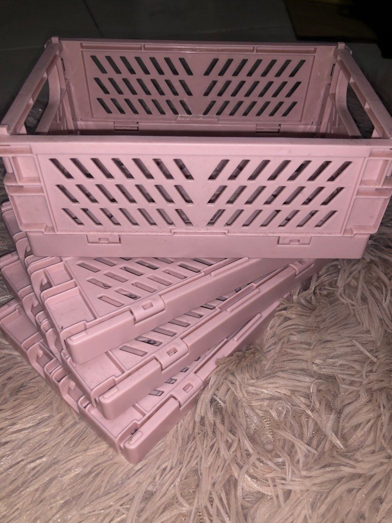 Collapsible Crate Plastic Folding Storage Furniture Home Living