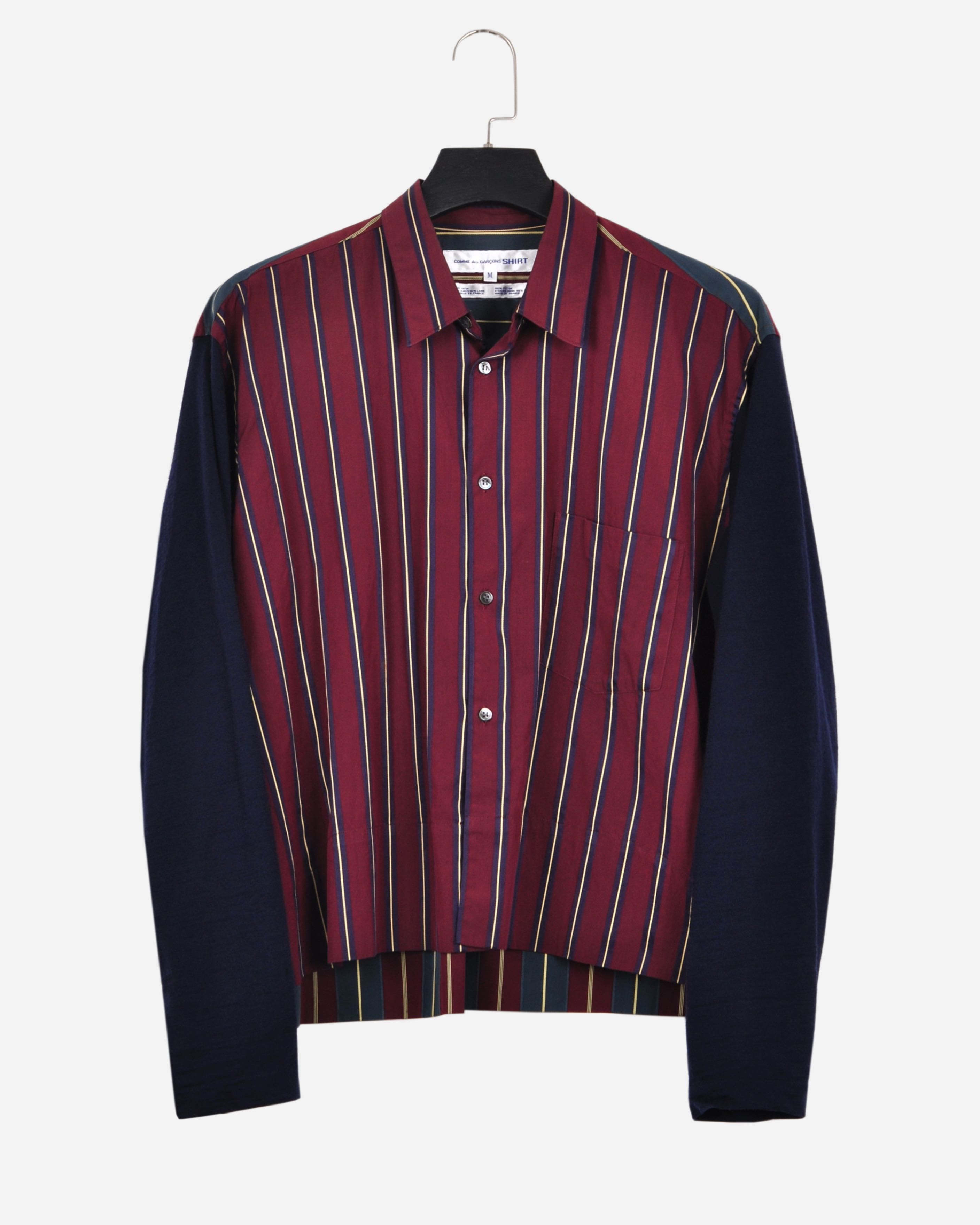comme des garcons shirt hybrid reconstructed striped button up shirt Men s Fashion Tops Sets Shirts on Carousell