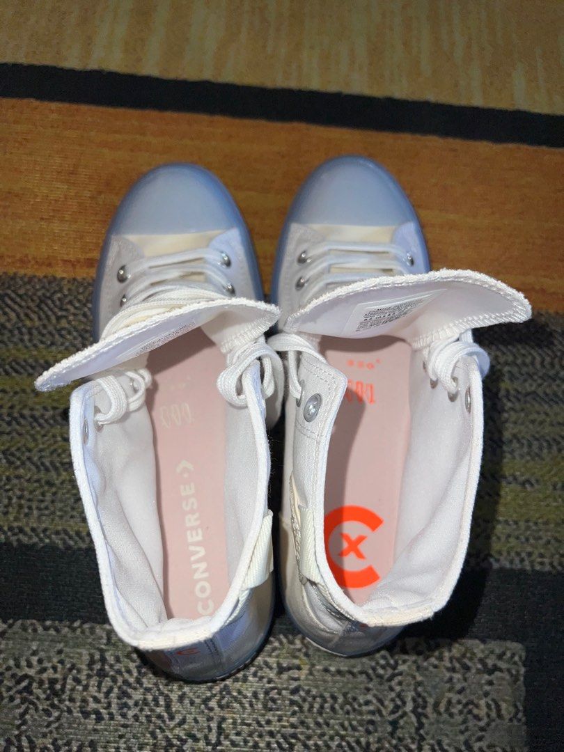 Converse White Blue Sole High Cut