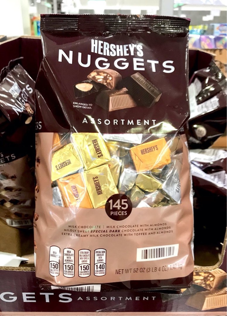 Costco好市多 HERSHEY’S 好時 賀喜 綜合巧克力 1.47kg/145pcs nuggets, 食物和飲料, 罐裝食品&即食食品