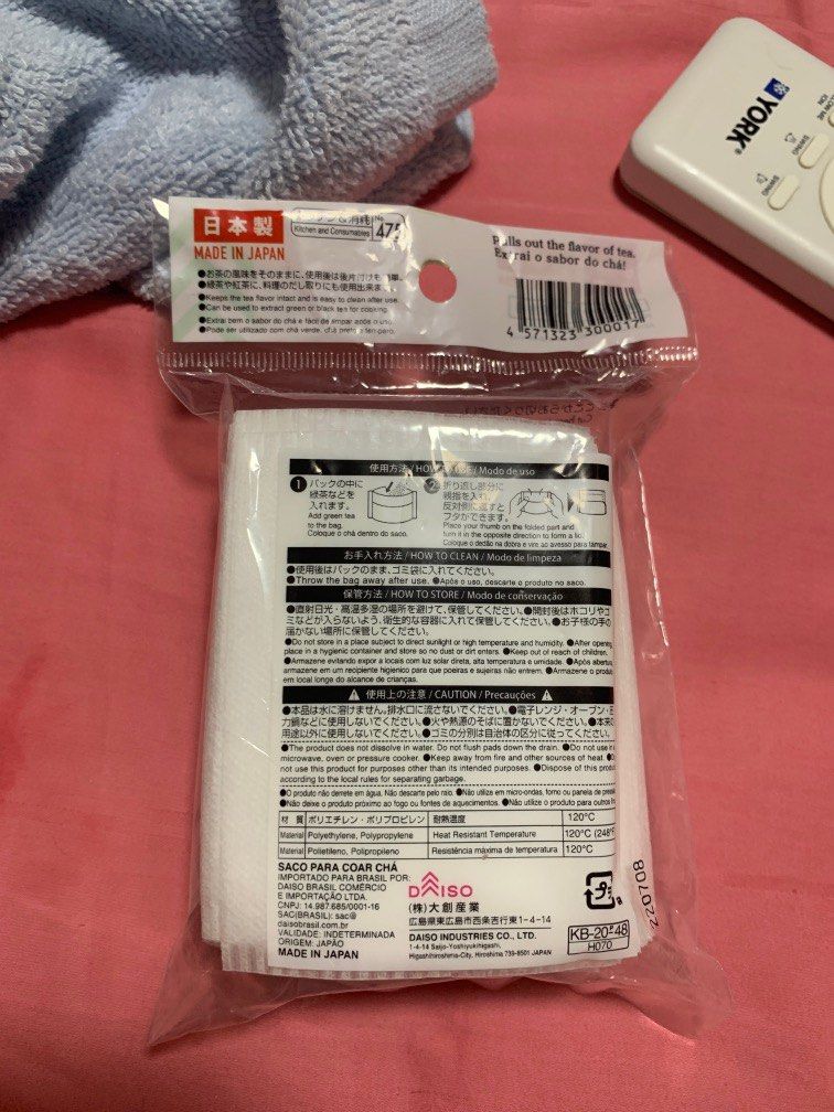 Empty tea clearance bag daiso