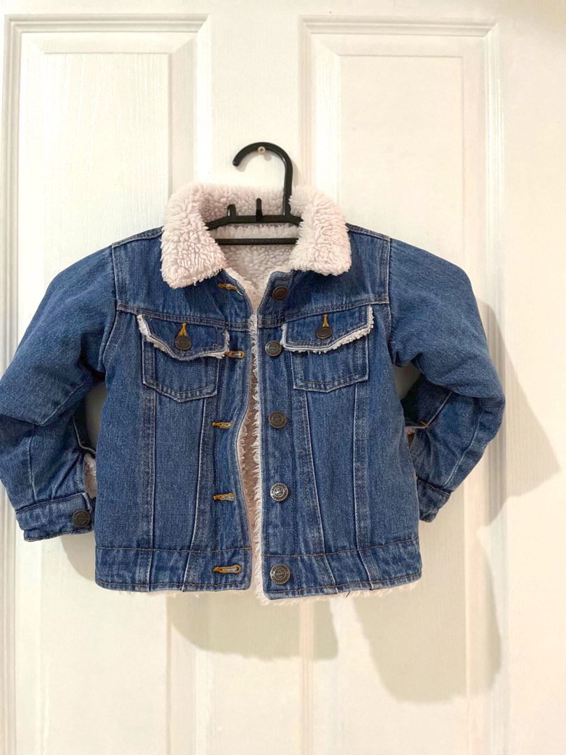 Denim jacket warm fur inside collar