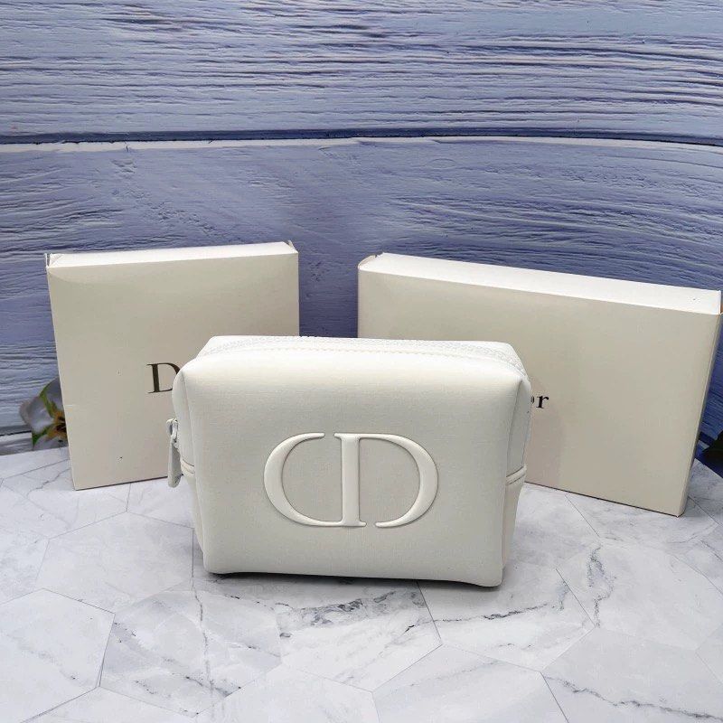 Dior white shop makeup pouch