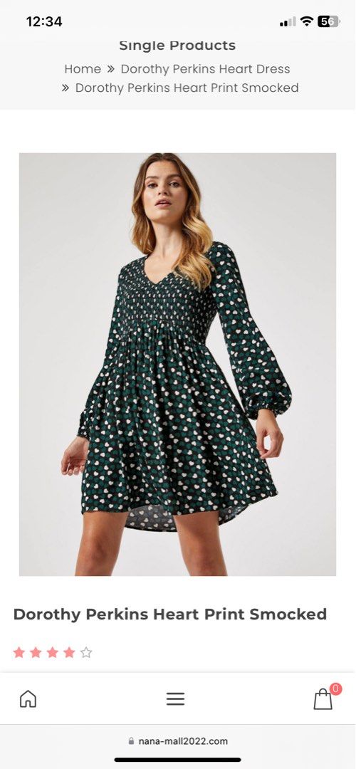 DOROTHY PERKINS SMOCKED HEART PRINT DRESS Women s Fashion