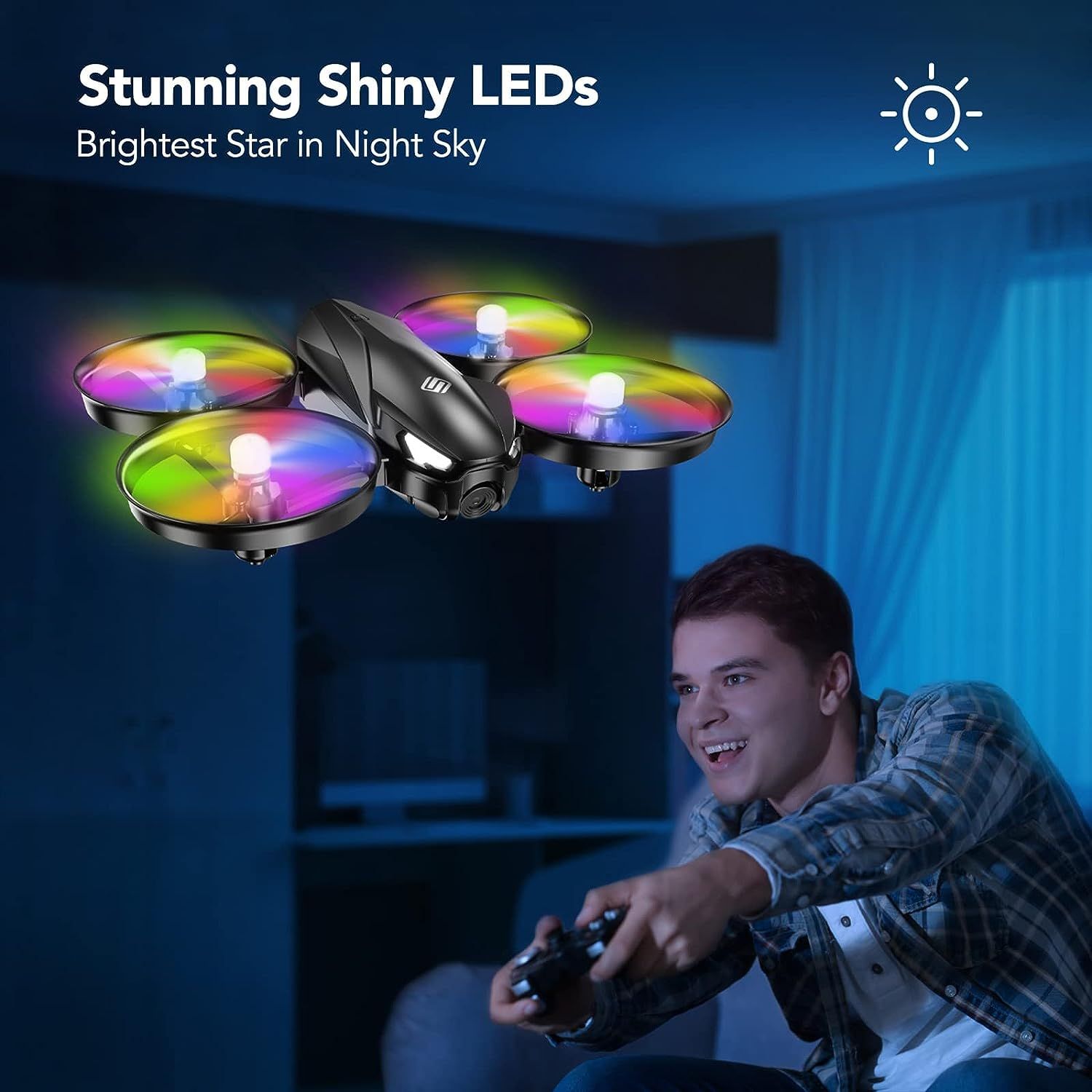 Drone for Kids, RC Drone for Toy with Colorful LED Lights, 3 Speeds, 3D