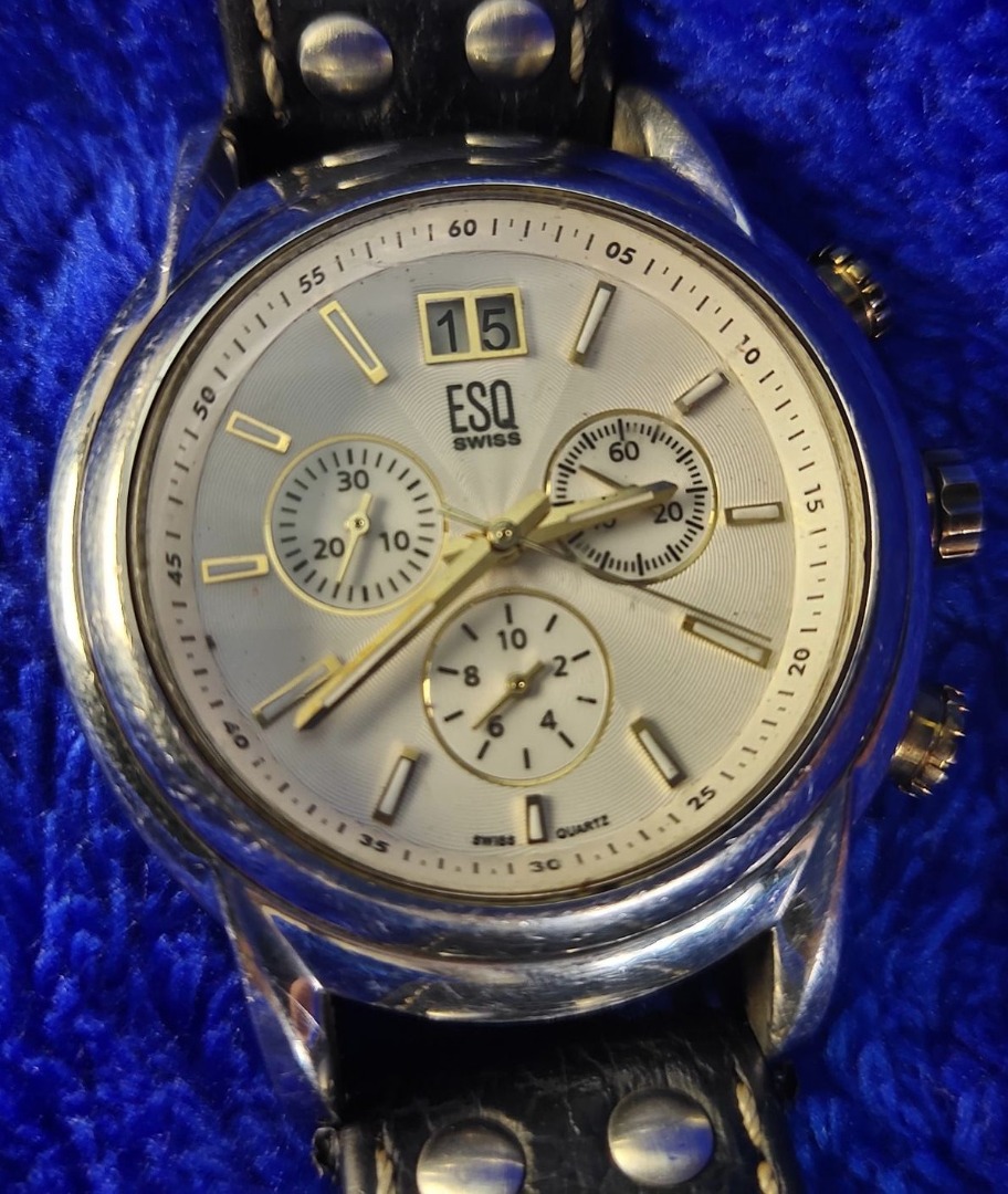 ESQ Esquire Swiss Men's Watch by Movado Day Date Chronograph Black