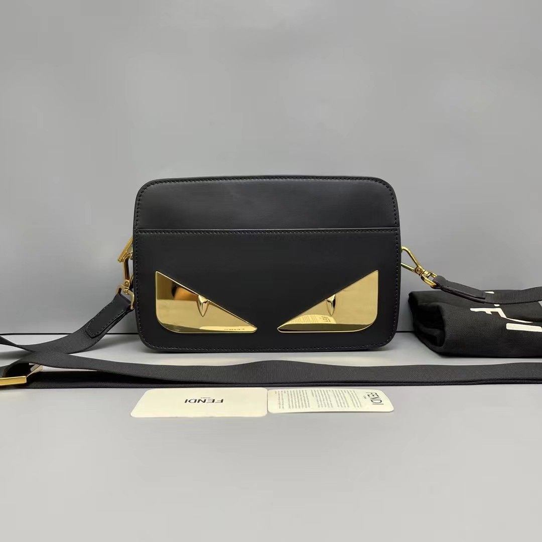 Fendi Monster Camera Messenger Bag Leather Small