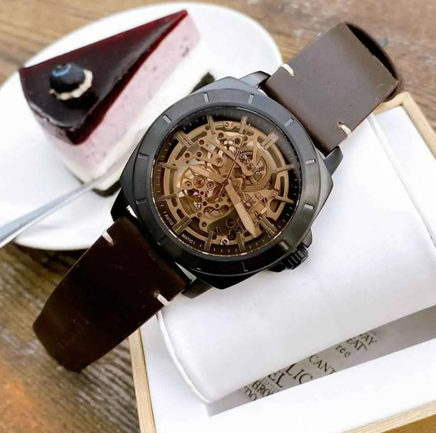 Privateer sport mechanical discount black leather watch