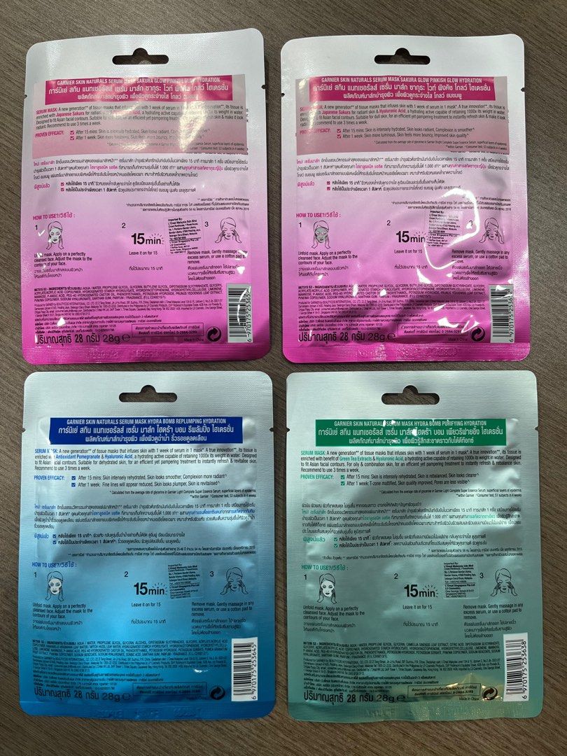 Garnier Facial Masks, Beauty & Personal Care, Face, Face Care on Carousell