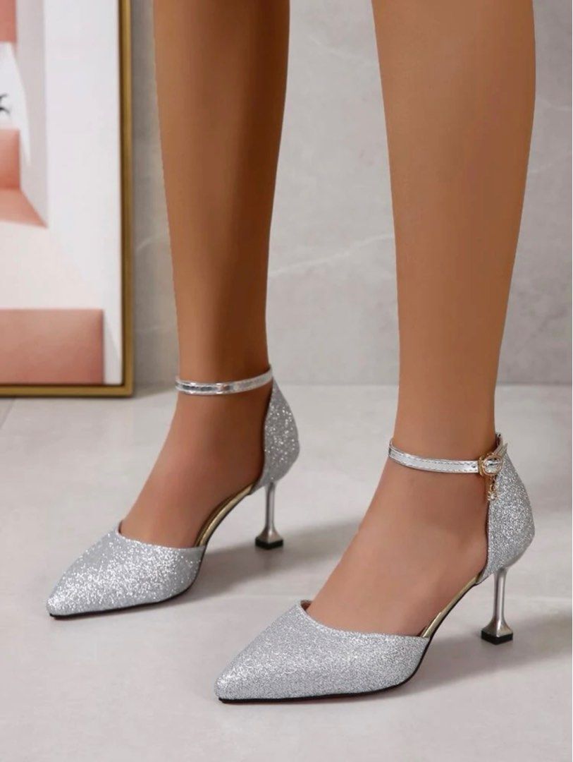 Glitter pumps low heel on sale