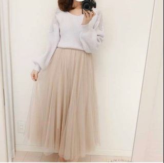 GRL 二手極新品...奶茶杏色紗裙   (at118)