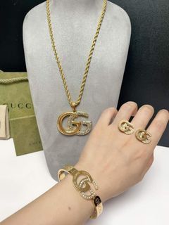 Gucci Gold Necklace, Bracelet and Earrings