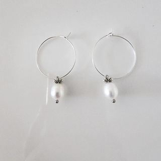 Handmade Freshwater Pearls Hoop Earrings