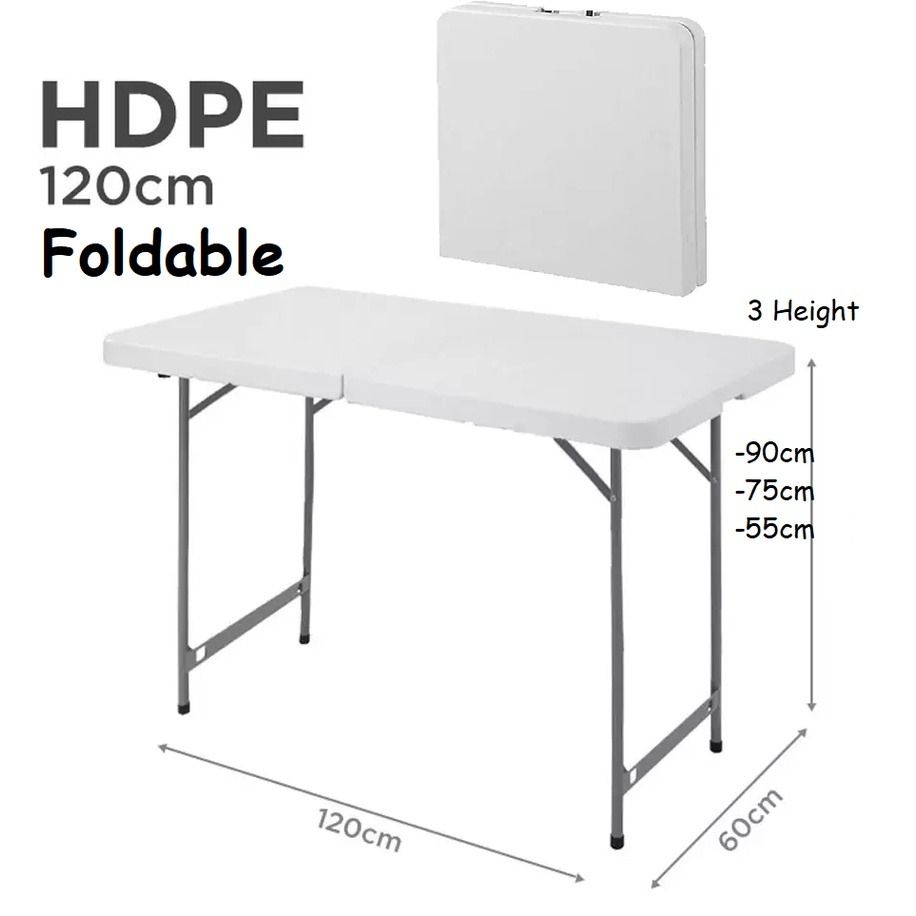 HDPE Folding table 3 Height adjustable Foldable Table, Furniture & Home ...