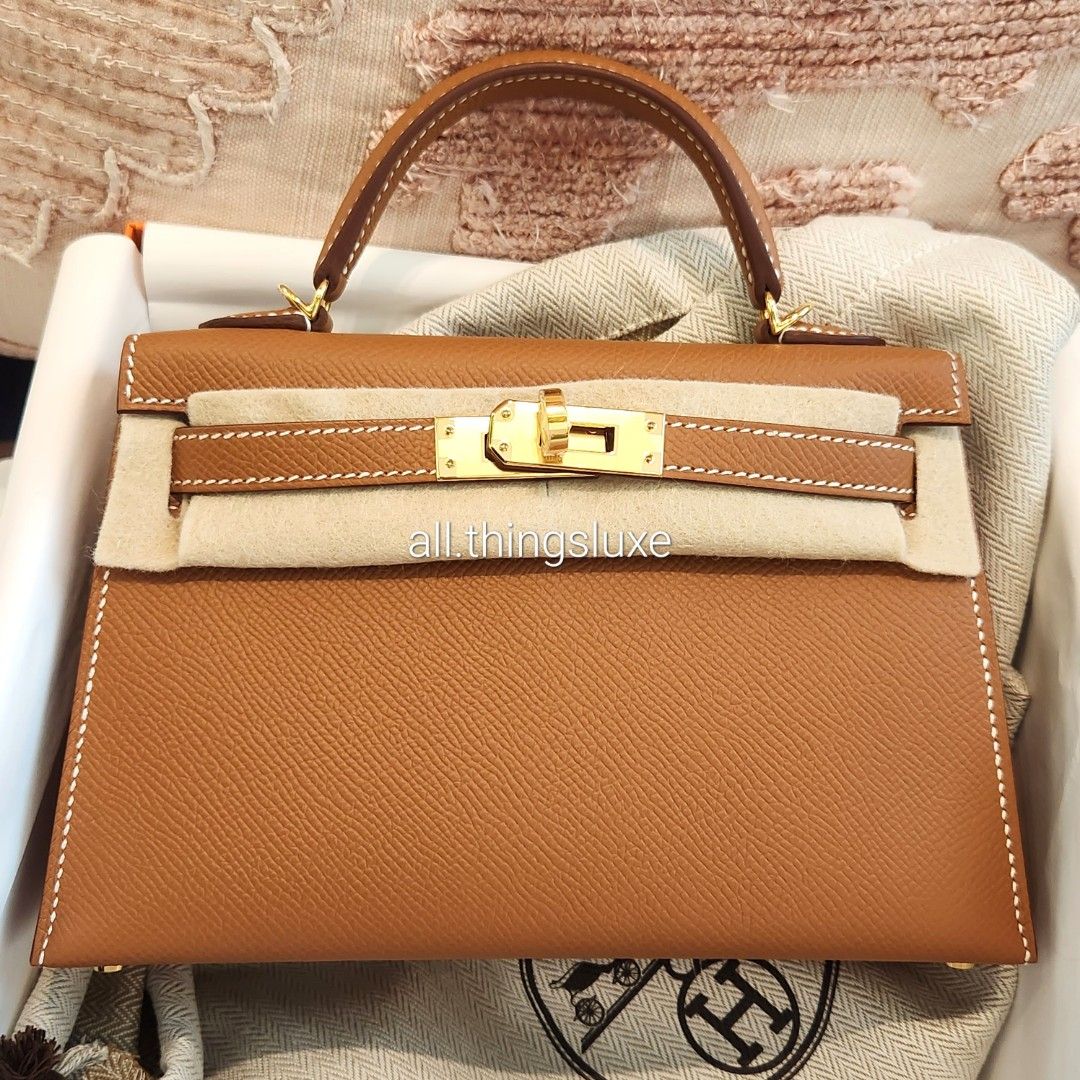 Hermes Kelly 20 Mini Sellier Bag brown Epsom Gold Hardware in 2023