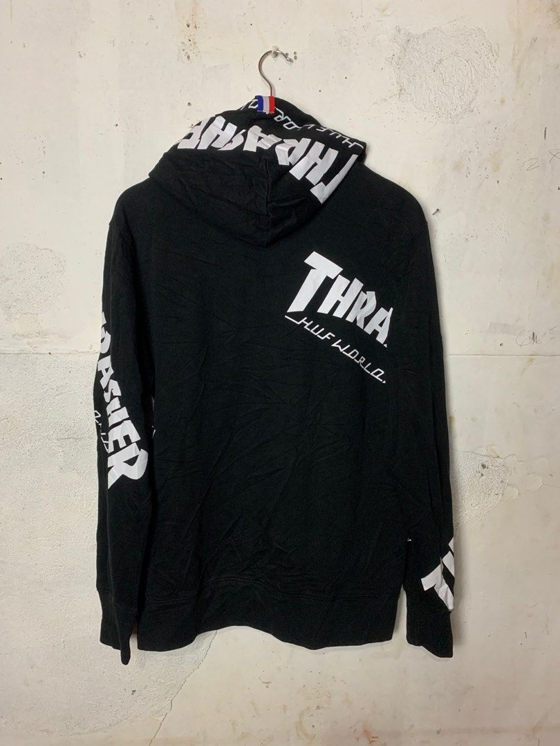 Huf x thrasher deals tds allover black hoodie