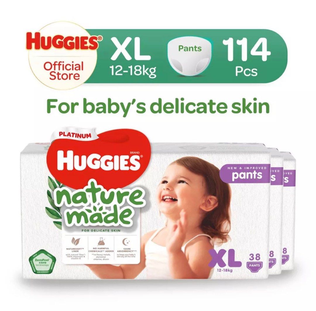 Huggie Platinum Naturemade Pants XL, Babies & Kids, Bathing & Changing