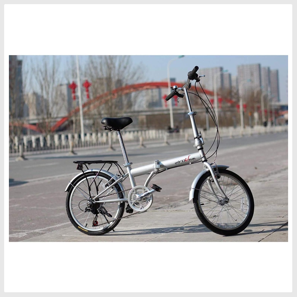 IDS Online 20 unYOU U Transformer Folding Compact Bike 6 Speed Shimano Semi Alloy Front and Rear V Brake City Commuter Bicycle Silver for Unisex Adult Sports Equipment Bicycles Parts Bicycles on