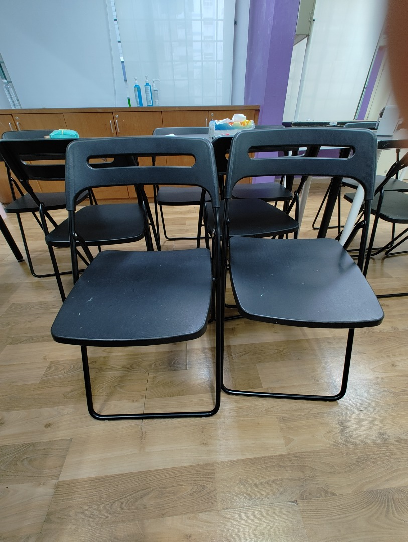 IKEA Black Folding Chair, Furniture & Home Living, Furniture, Chairs on