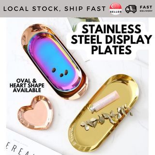 INSTOCK Rainbow/ Gold Rose/ Gold Stainless Steel Oval Tray
