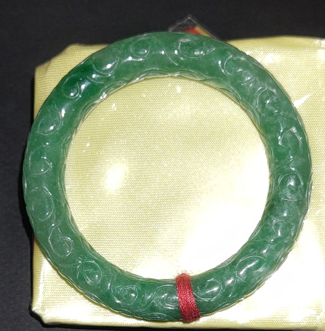 Carved jade bangle sale