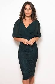 Joanna wrap lace batwing midi dress emerald green online