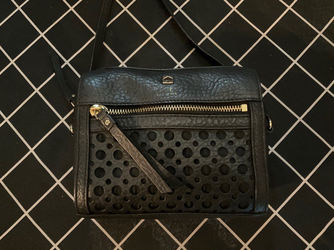 ADISA Women's Laser Cut Crossbody Sling Bag With Gold Chain Strap - PU Leather Small Purse