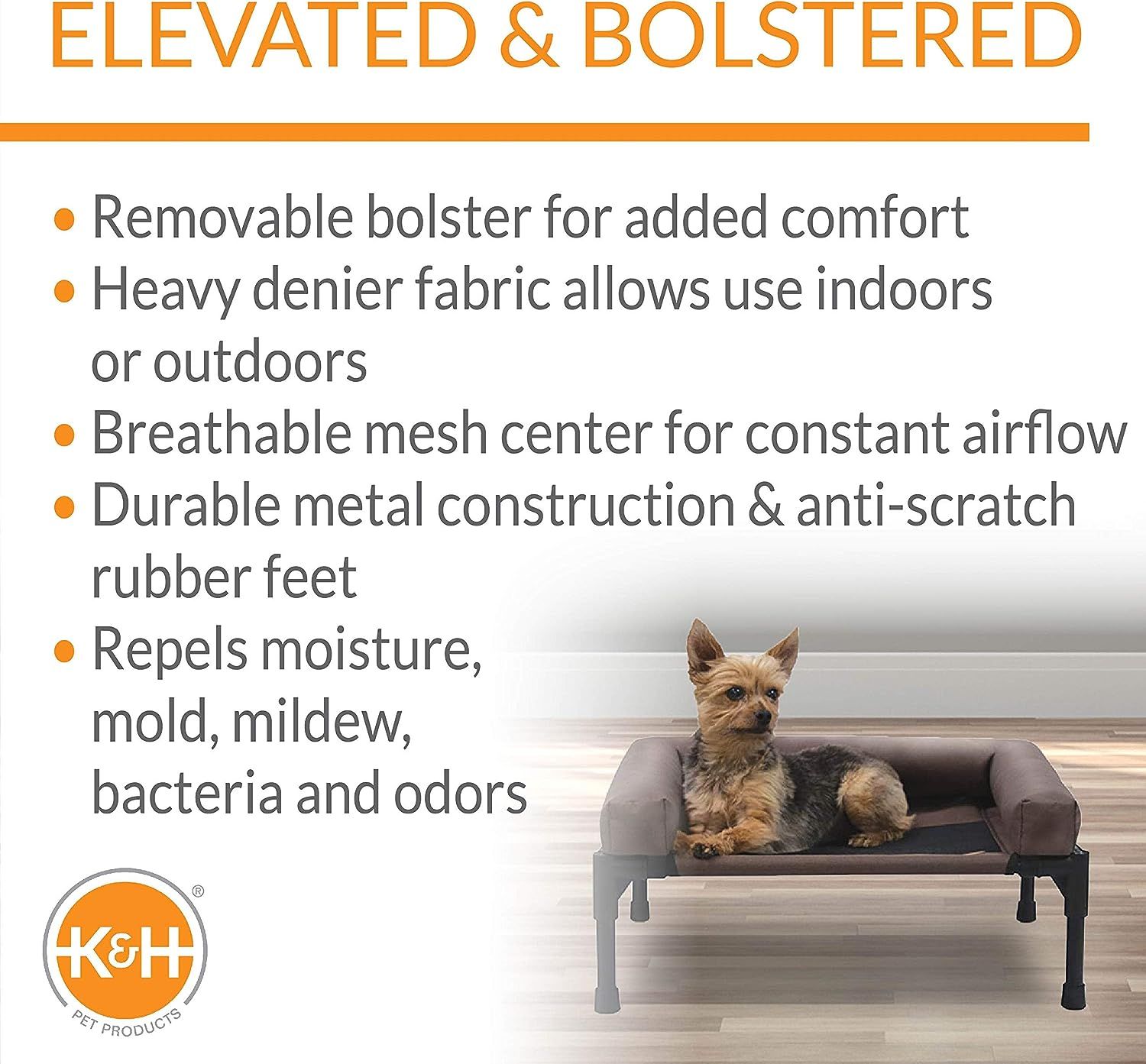 Elevated dog bed with bolster discount