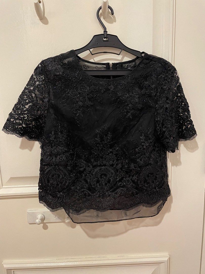 Topshop black shop sheer top