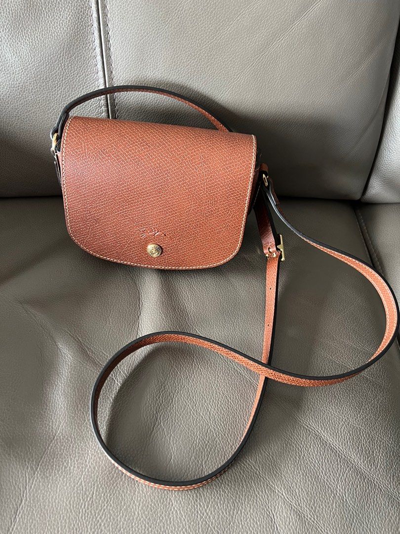 Vintage Longchamp Womens Crossbody Bag Dark Brown Leather Lined Zipper