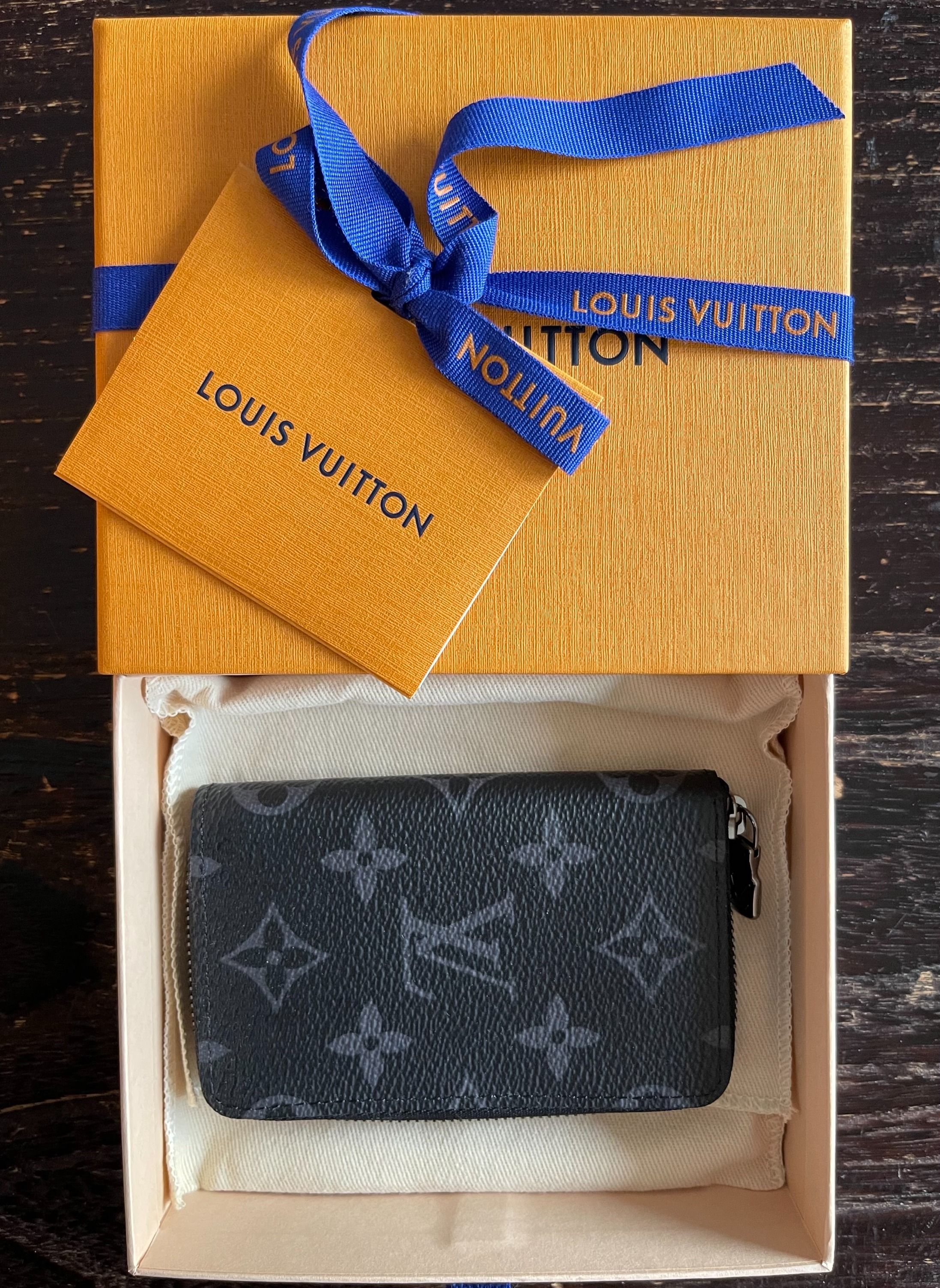 Authentic LOUIS VUITTON Monogram Eclipse Zippy coin purse Vertical M81662  coi 