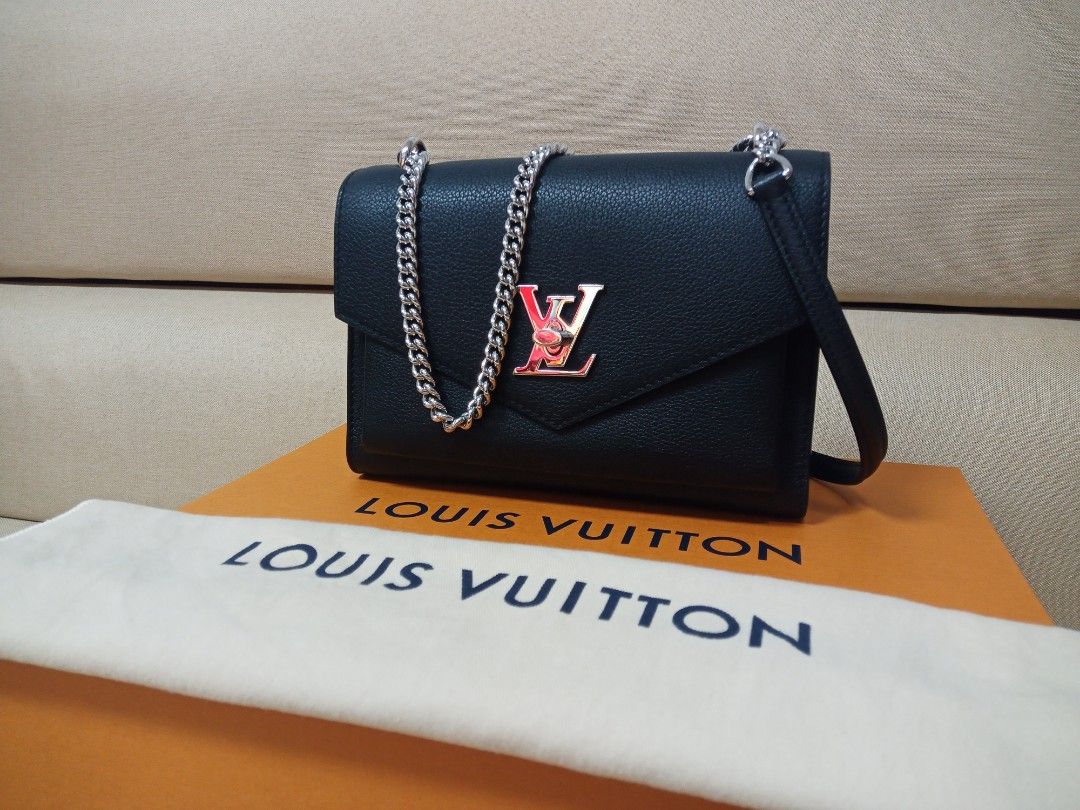 LV Louis Vuitton Mylockme Satchel Chain Bag Noir / Black, Luxury