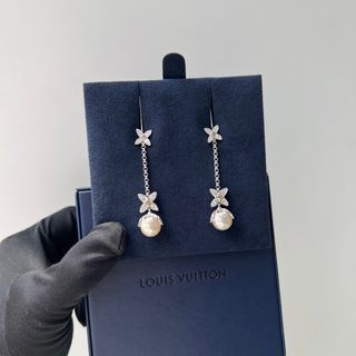 LOUIS VUITTON Metal LV Flowergram Earrings Gold 1209862
