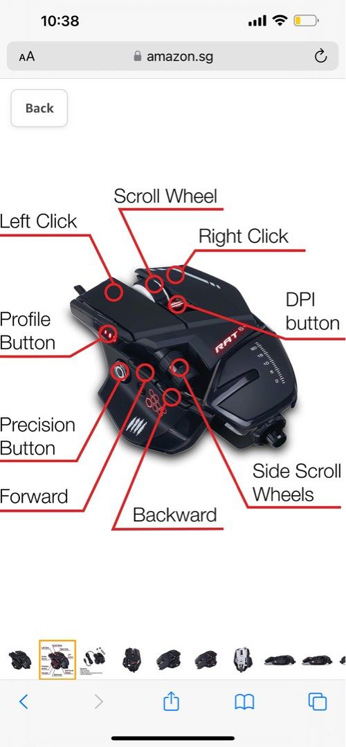 Mad Catz R.A.T. 6+ Optical Gaming Mouse - 12000 DPI, Customizable Weights, Palm Rest & RGB Lighting