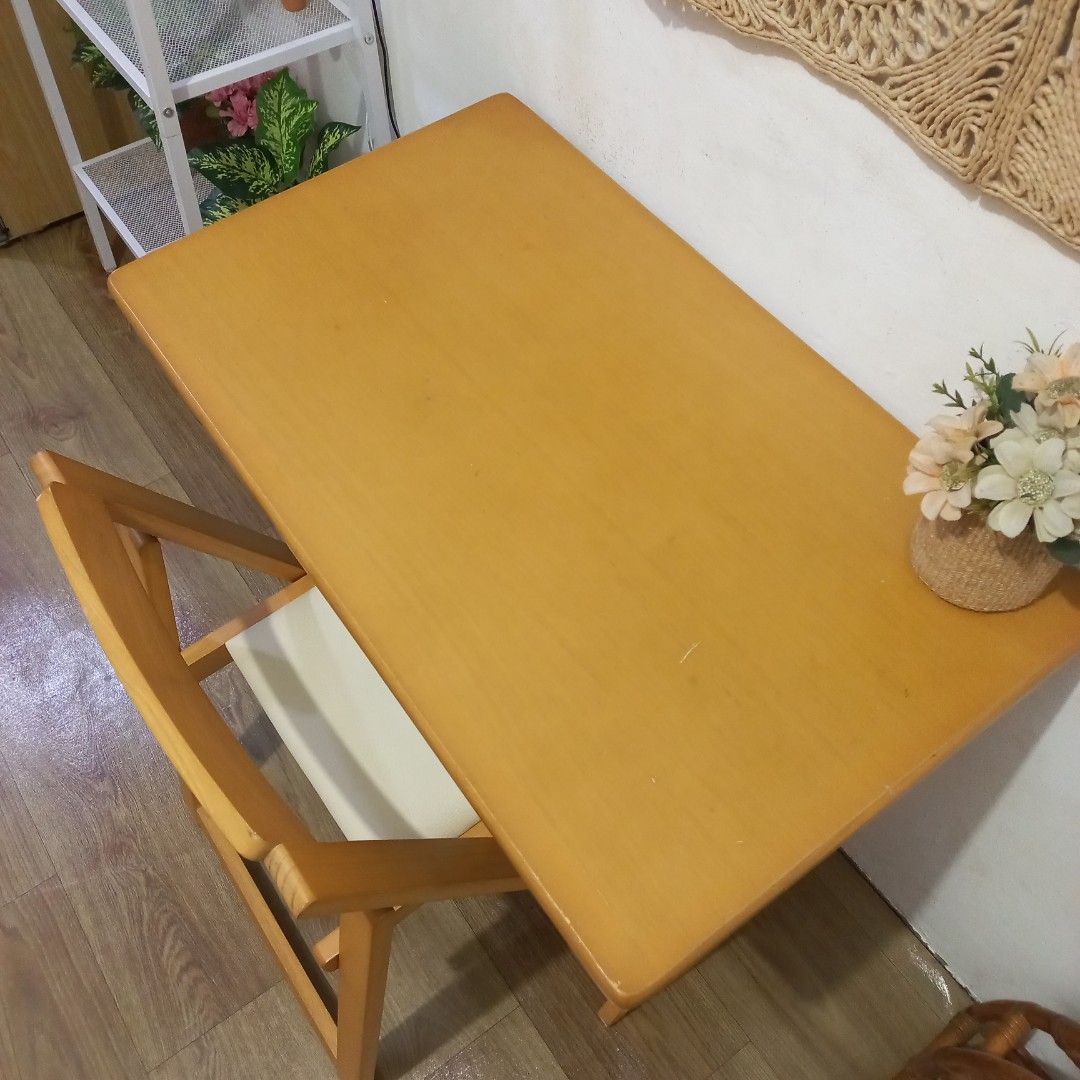 Minimalist folding table and chair office study desk on Carousell