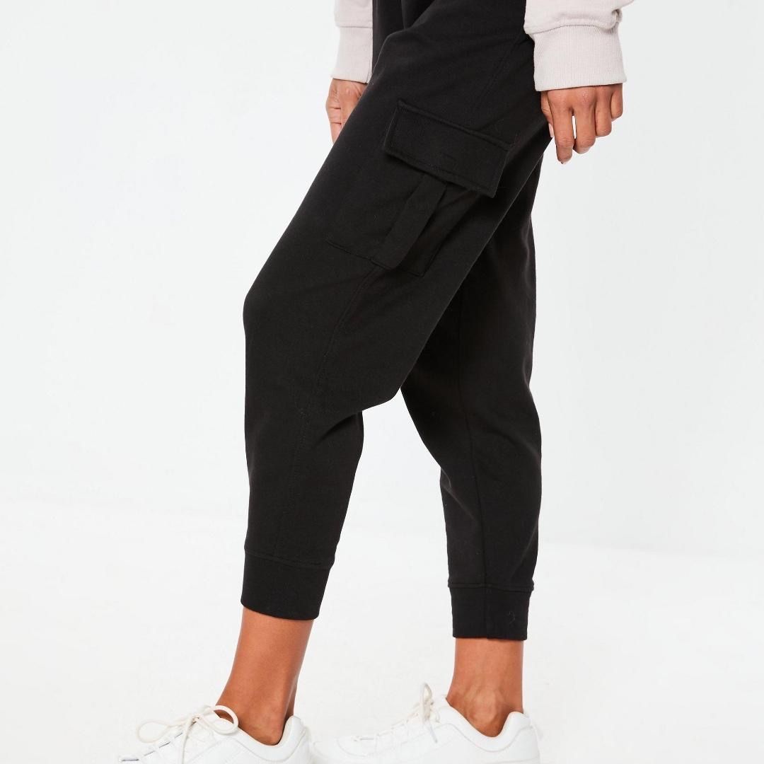 MISSGUIDED Black Loopback Cargo Jogger Women s Fashion Bottoms