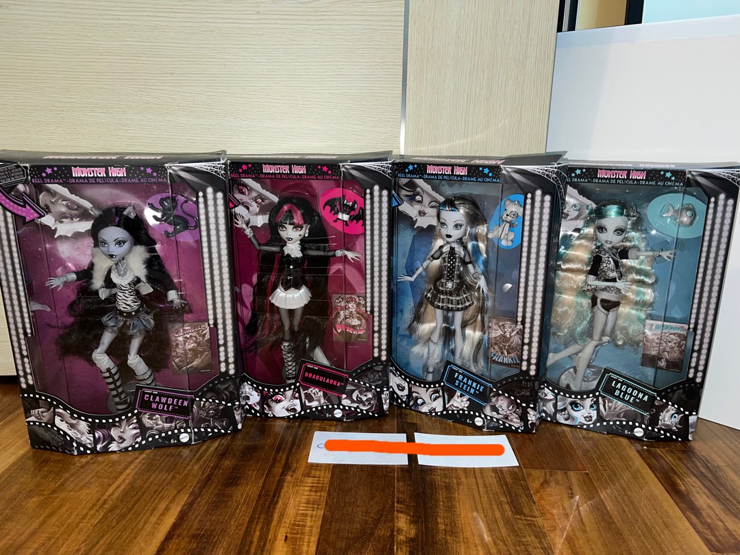 Monster High Reel Drama COMPLETE SET NRFB Draculaura Clawdeen Frankie  Lagoona, Hobbies & Toys, Toys & Games on Carousell