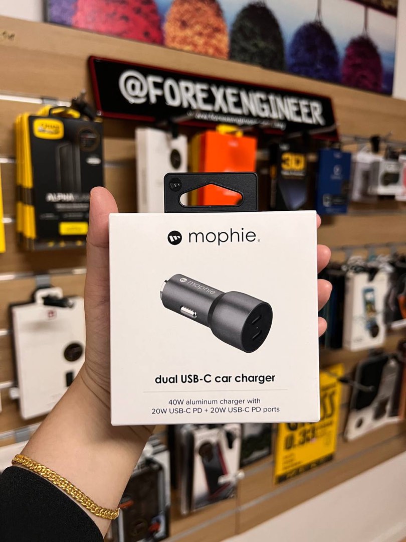 Mophie 40W Dual USBC Car Charger ( 20W USBC + 20W USBC PD ) Space
