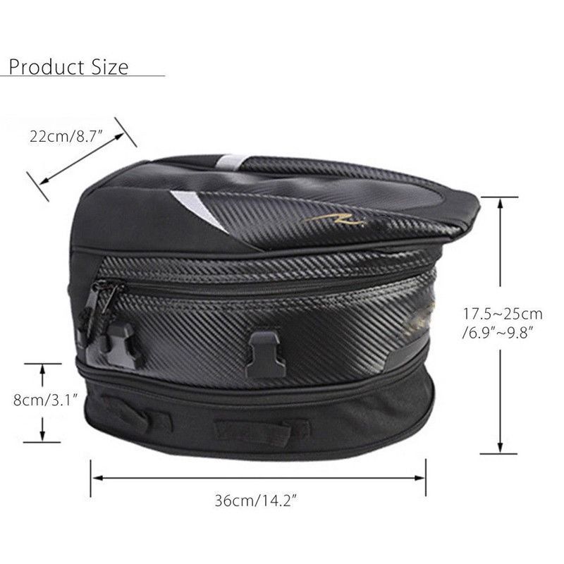 Motorcycle Rear Sport Back Seat Bag Large Capacity Tail Bag Rain Cover