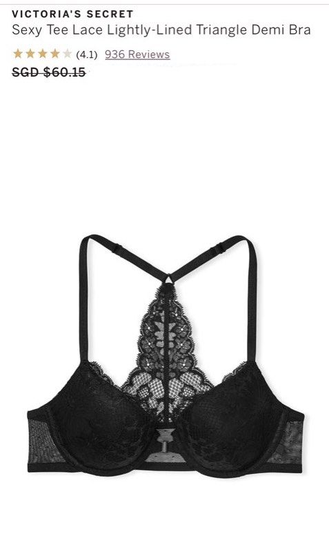 NEW!)💯Authentic Victoria's Secret Sexy Tee Lace Lightly-Lined Triangle Demi  Bra - Undergarments , Women's Fashion, New Undergarments & Loungewear on  Carousell