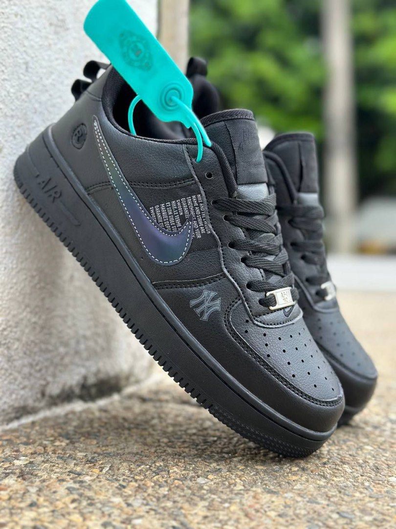 NIKE AIRFORCE 1 NY ALL BLACK (REFLECTIVE), Men's Fashion, Footwear