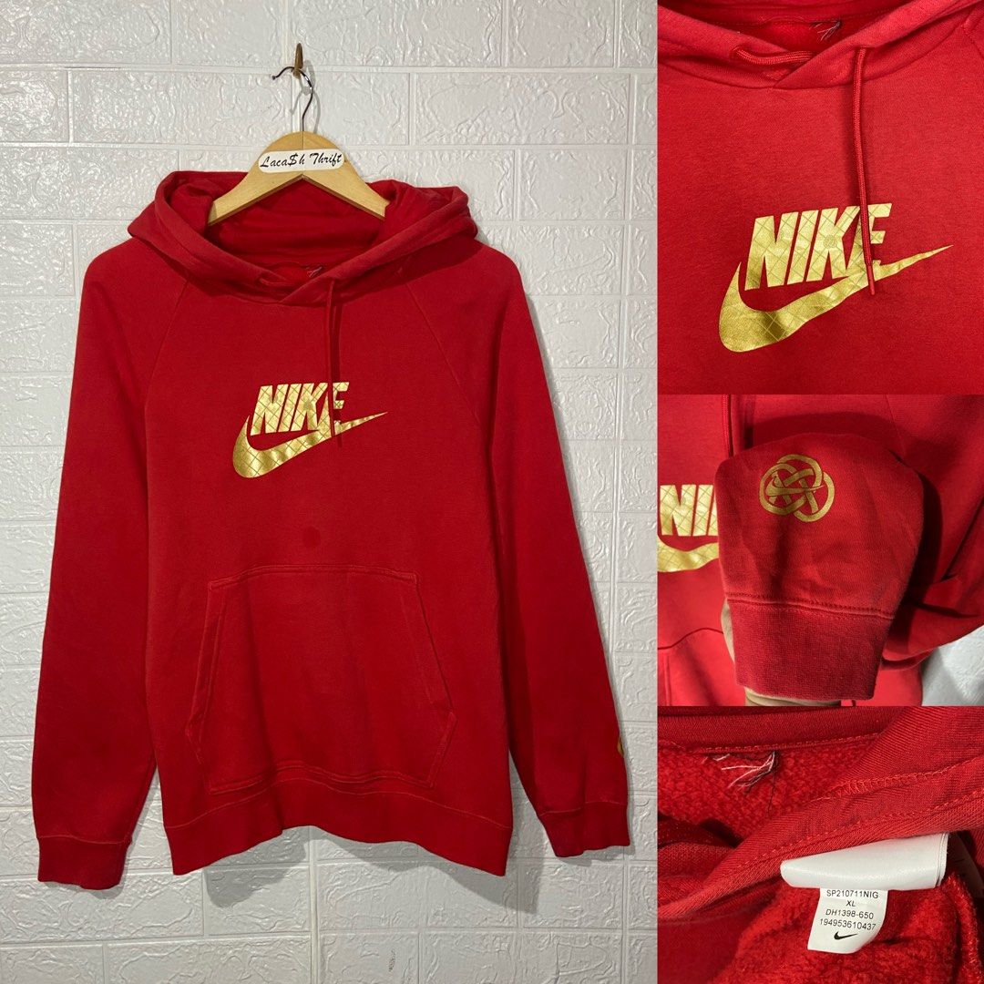 Red and gold nike hoodie clearance