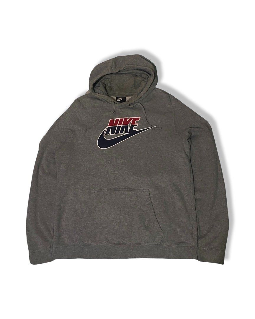 Grey nike hoodie red logo hotsell