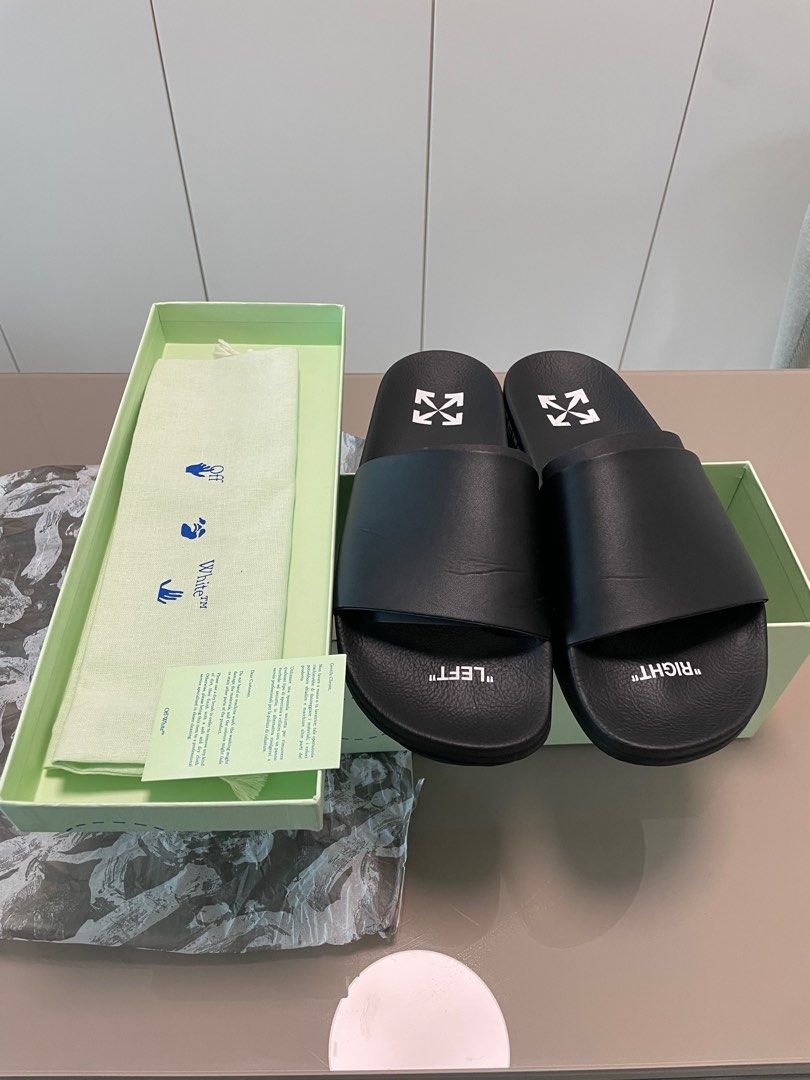 OFF WHITE Printed faux leather slides Carousell