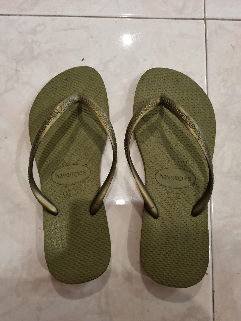 Olive green havaianas slippers slim strap