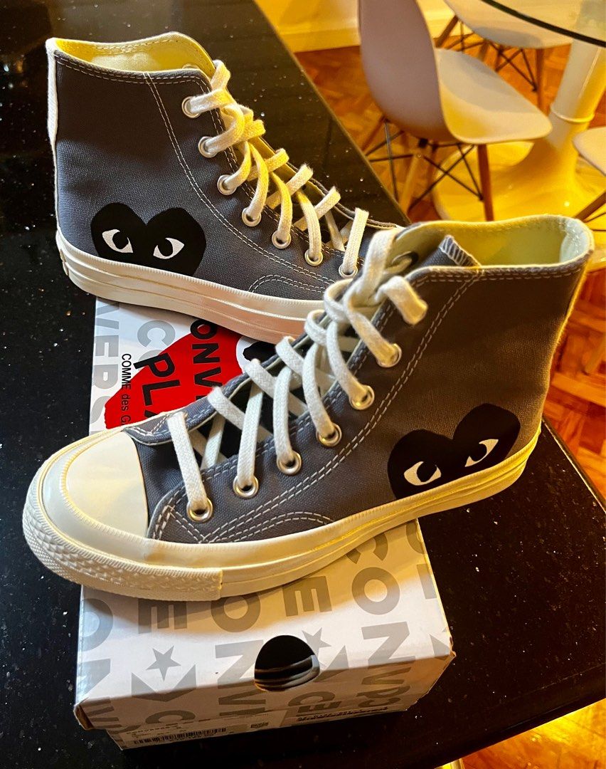 Original CDG Converse x Comme Des Garcons Play Chuck 70 Hi Steel Gray Color. UNISEX