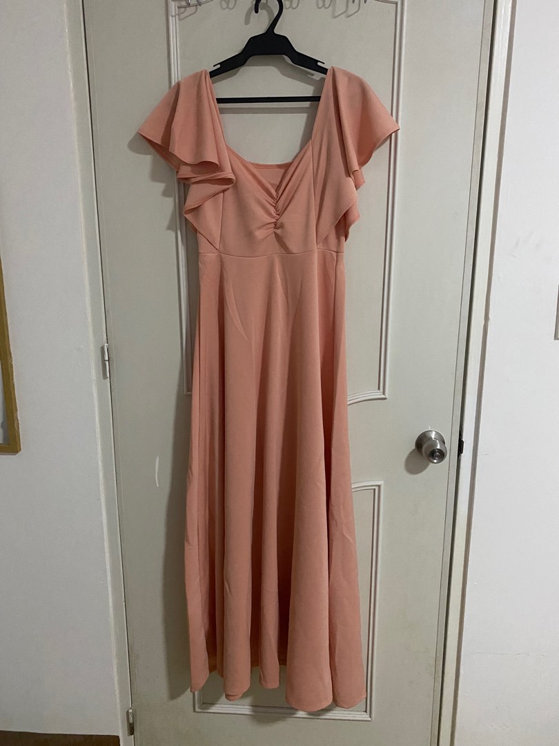 Peach long dress on Carousell