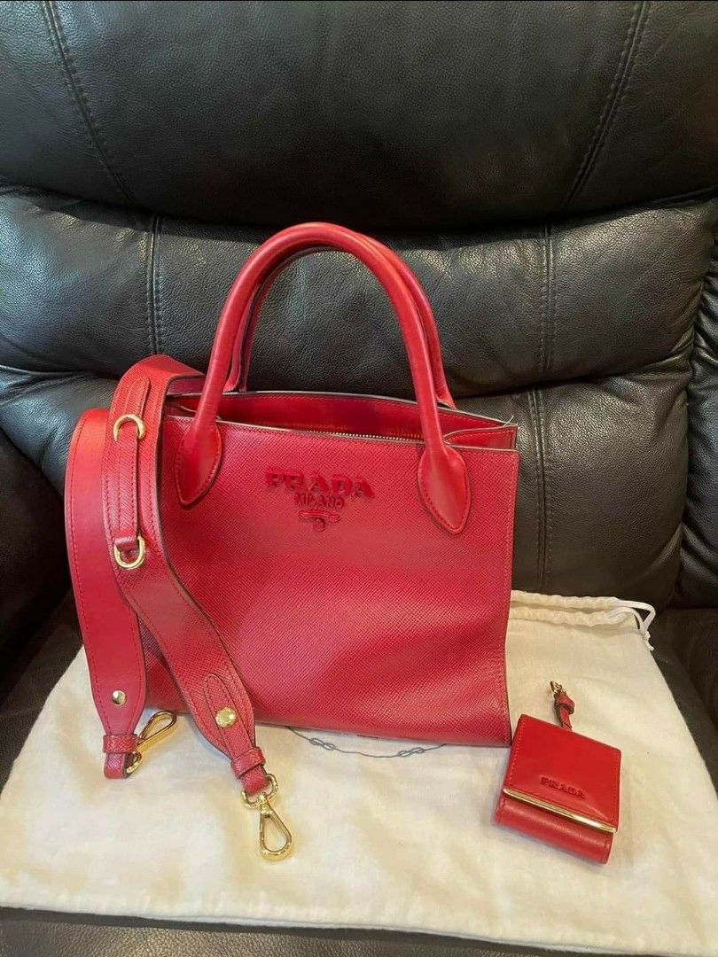 Prada Monochrome Saffiano Leather bag., Luxury, Bags & Wallets on Carousell