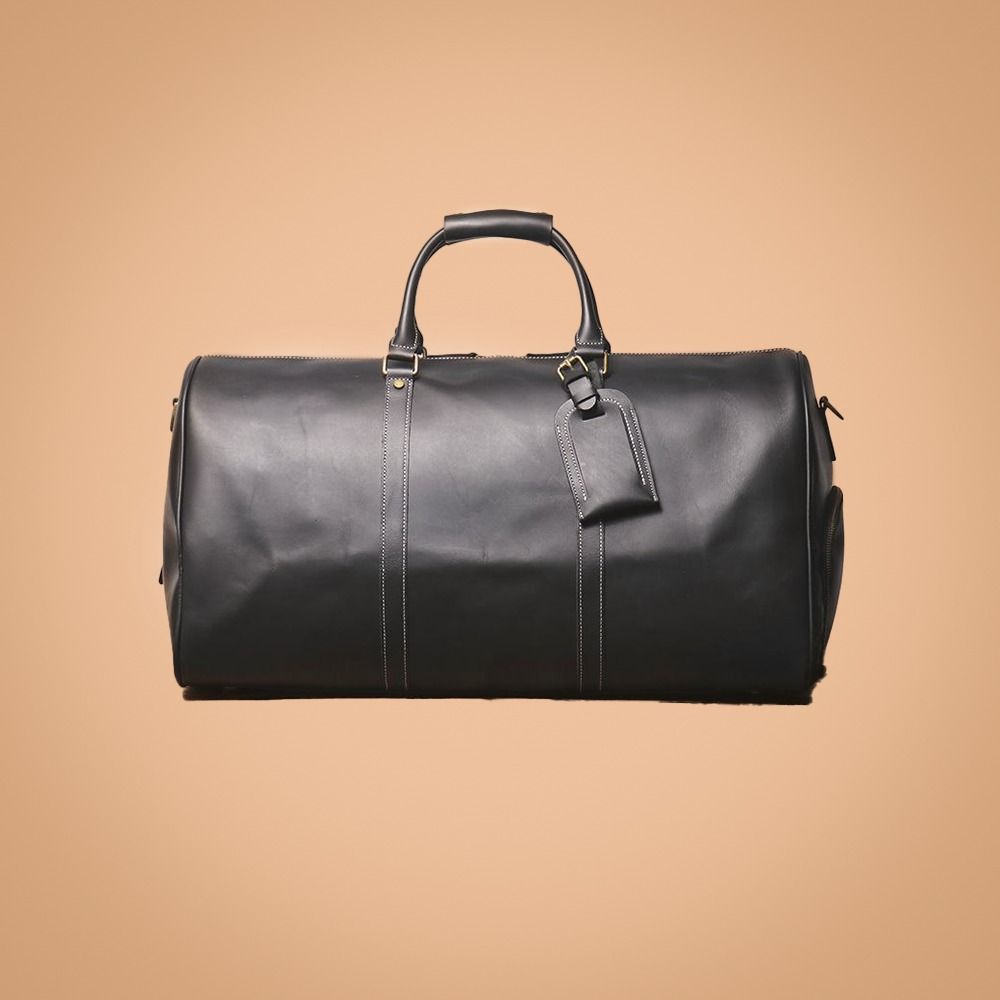Men's leather shop gym bag