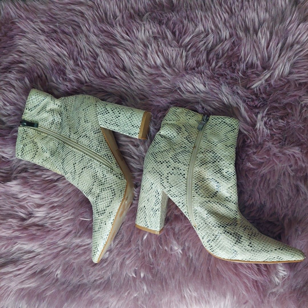 Public desire empire snakeskin hotsell block heeled ankle boots